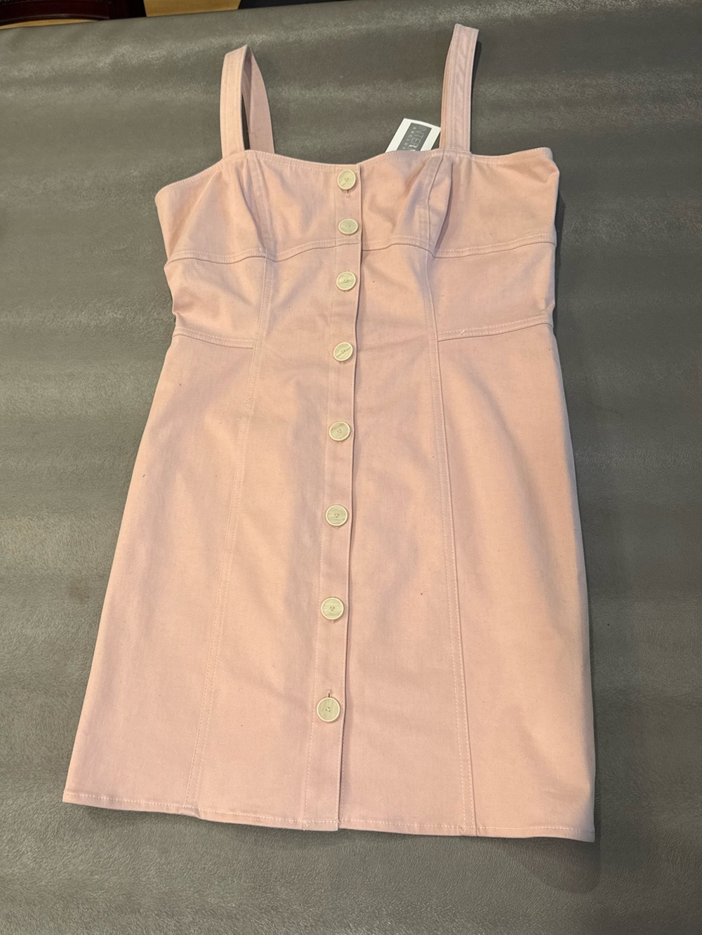 INTERMIX Blush Pink Button-Front Mini Dress. Size L